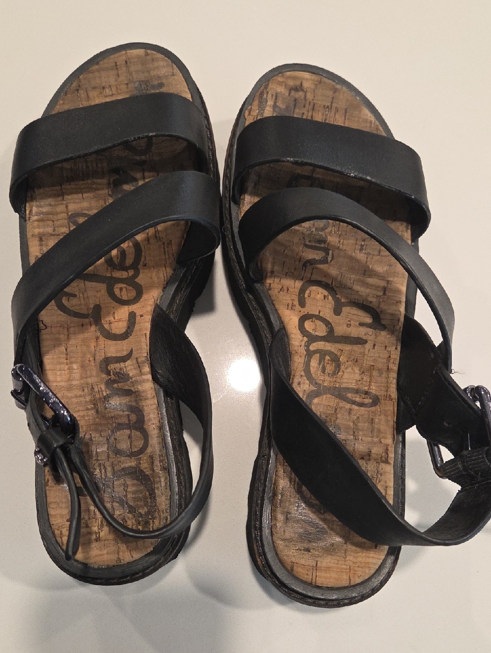 Sam Edelman Black Cork-Strap Women’s Sandals